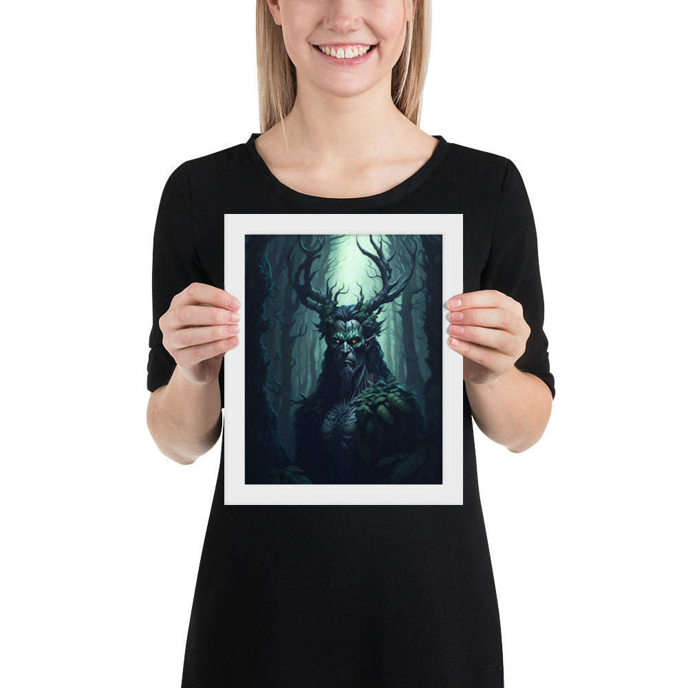 Cernunnos in a dark forest High Quality Framed poster