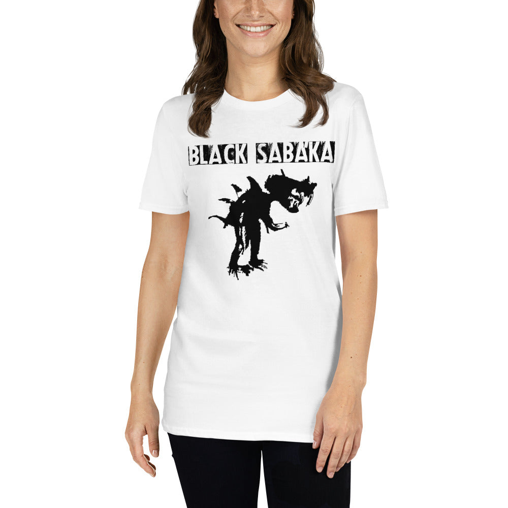 Black Sabáka Hard Rock Band Logo White Unisex Basic Softstyle Shirt